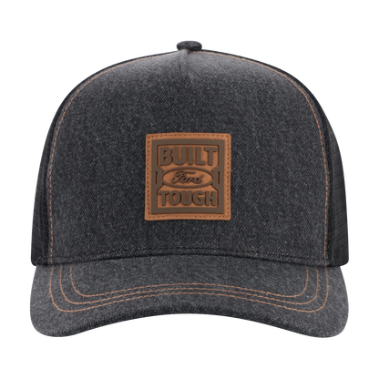 Dark gray cap with a brown leather Built Ford Tough patch on a white background
