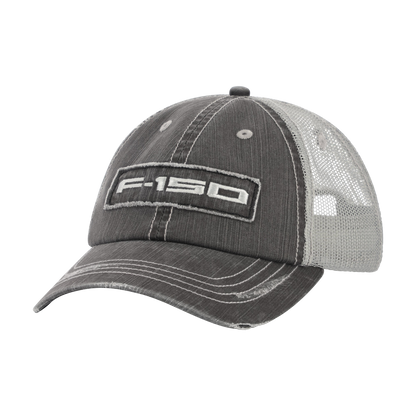 Gray and white cap with F-150 logo on a white background