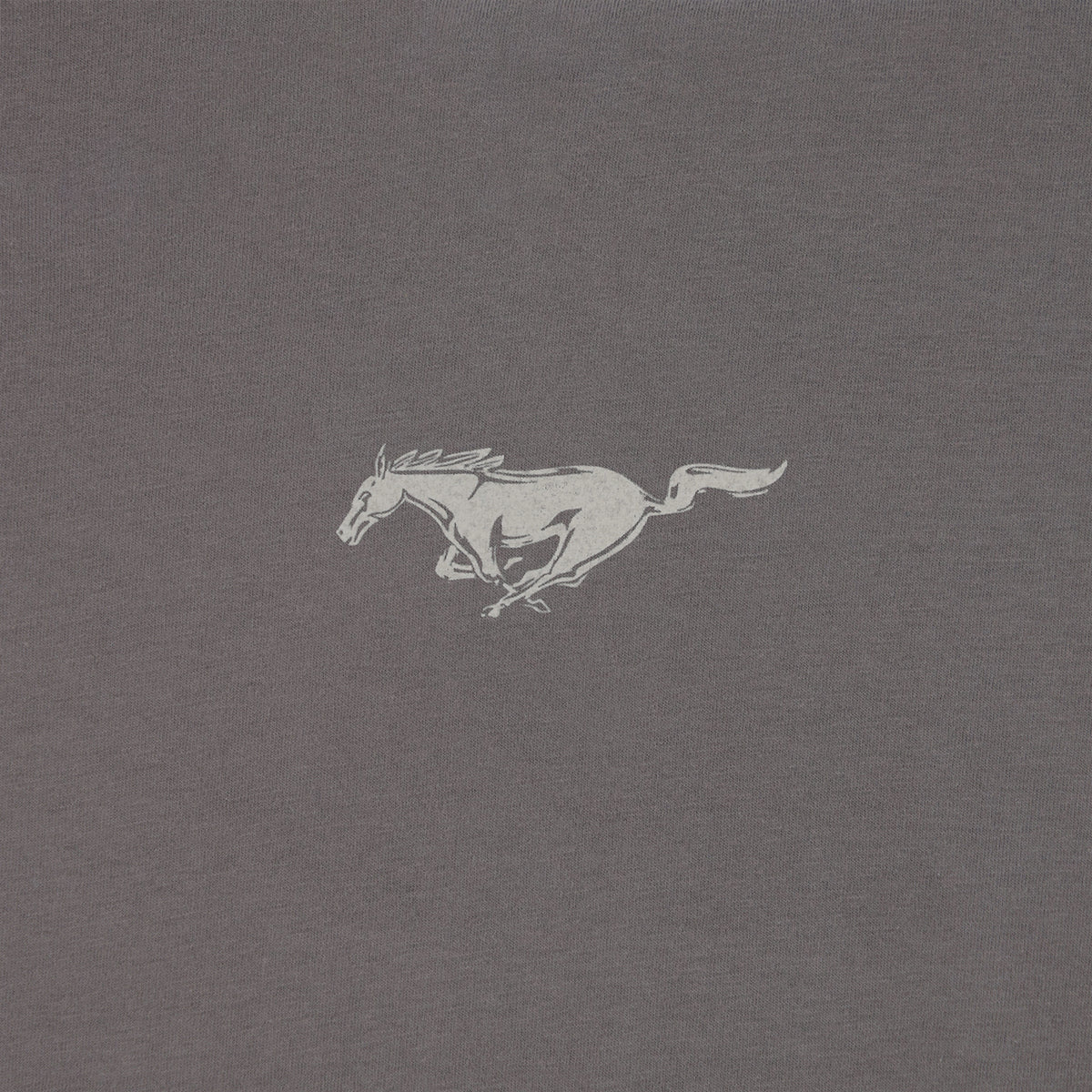 Running mustang pony logo on a gray background