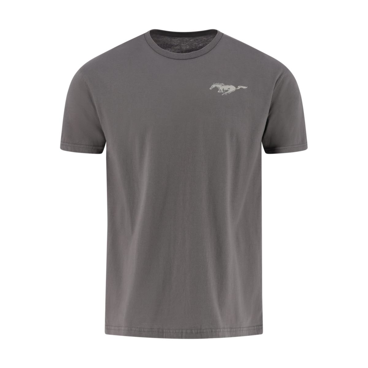 Gray t-shirt with a logo on a white background