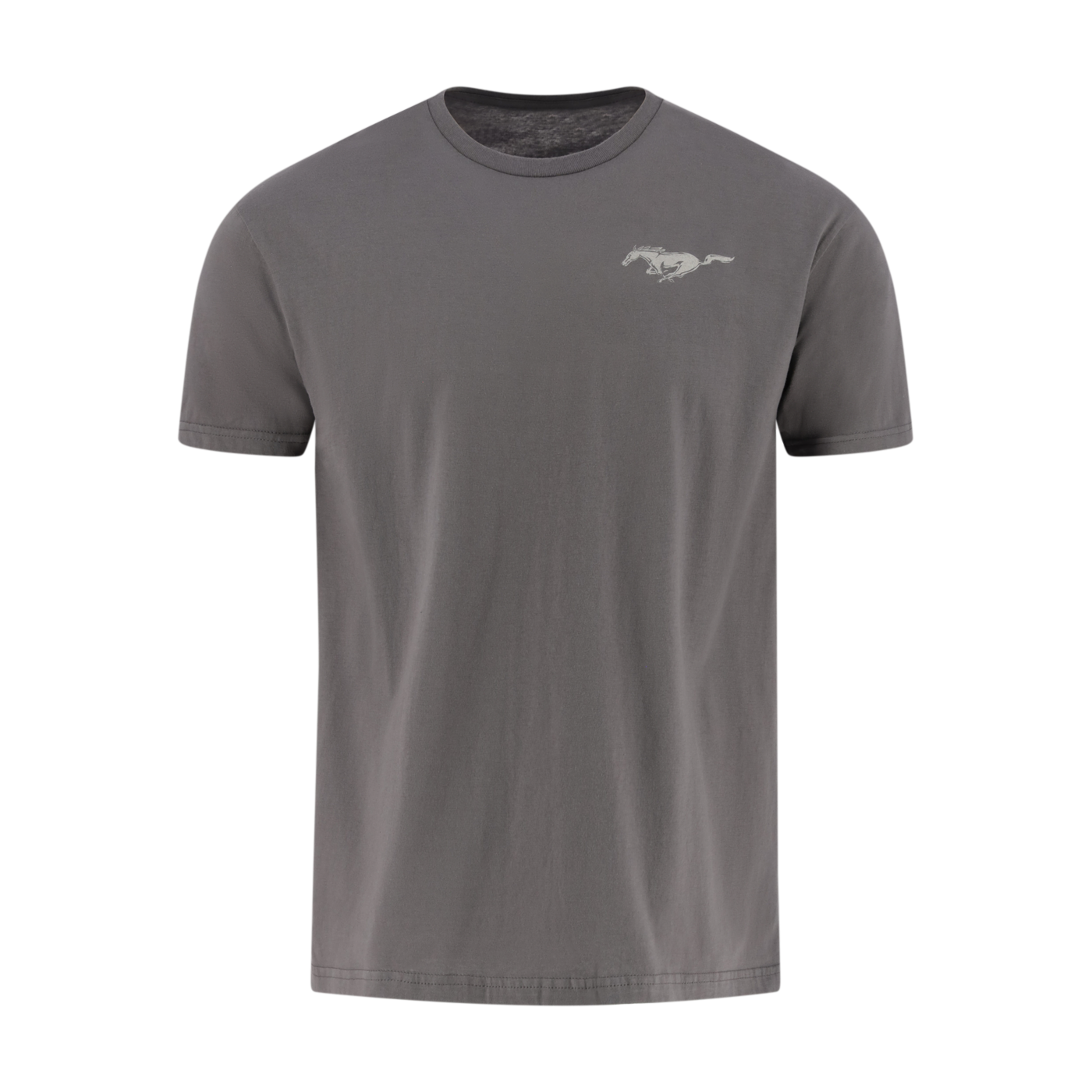 Gray t-shirt with a logo on a white background