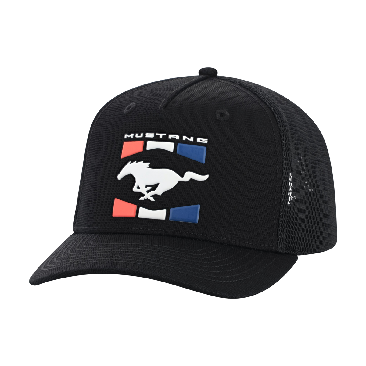 Black cap with Mustang logo on a white background