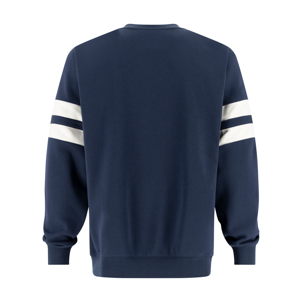 back of a ford navy blue varsity crewneck