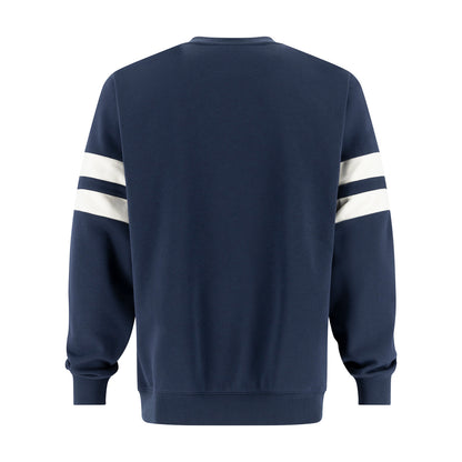 back of a ford navy blue varsity crewneck