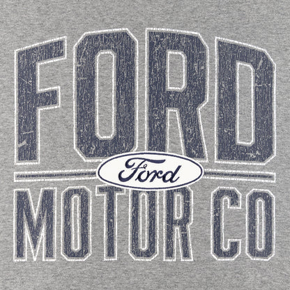 close up of distressed Ford motor co text on a gray background