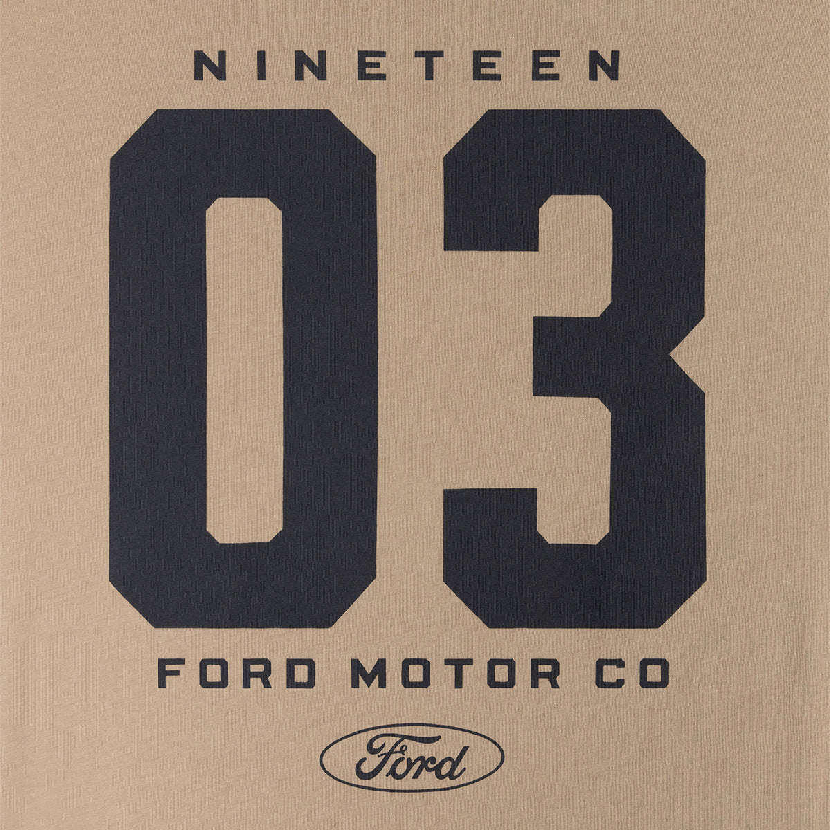 nineteen 0 ford motor co black script on a beige background