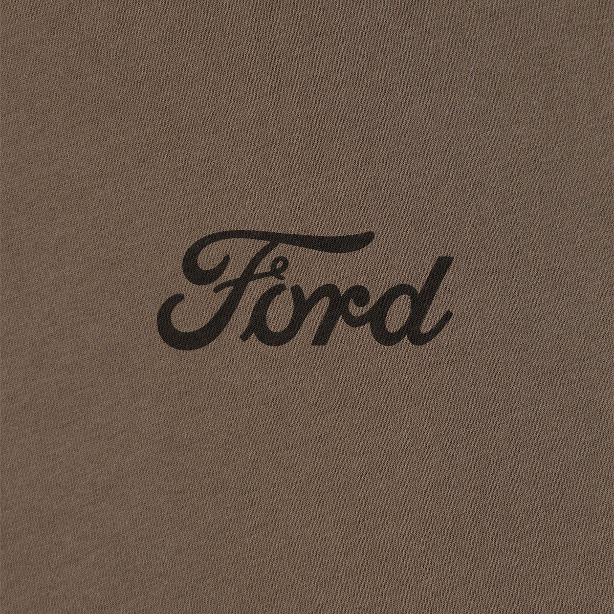 dark brown Ford script text on a brown background