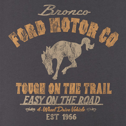 gray Ford Bronco t-shirt with vintage tough on the trail easy on the road text