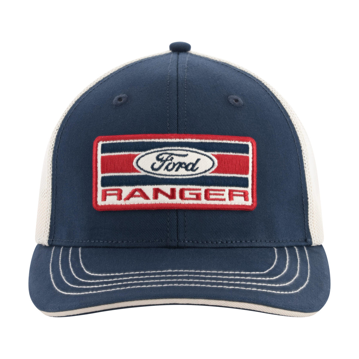 front OF A FORD ranger navy blue hat with an americana patch