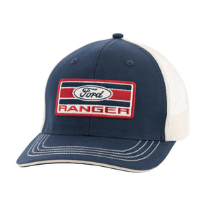 navy blue Ford Ranger hat with an americana patch and white mesh backing