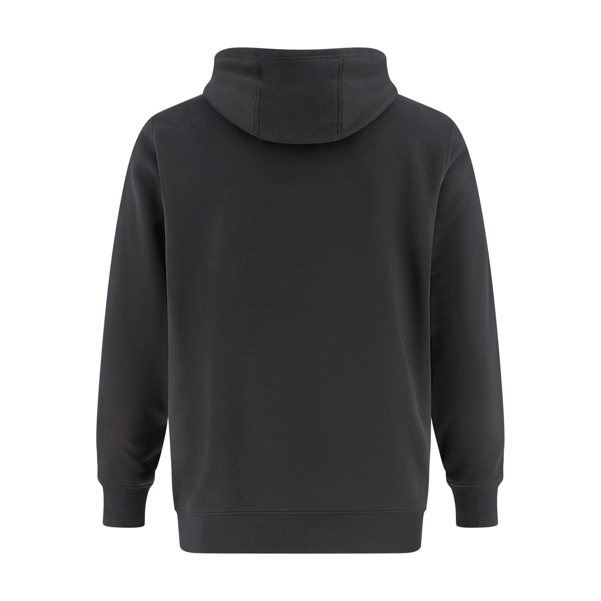 back of a black Ford hoodie on white background