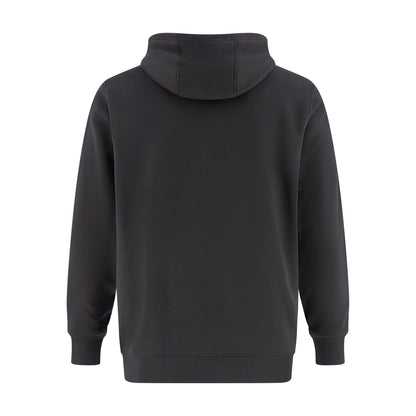 back of a black Ford hoodie on white background