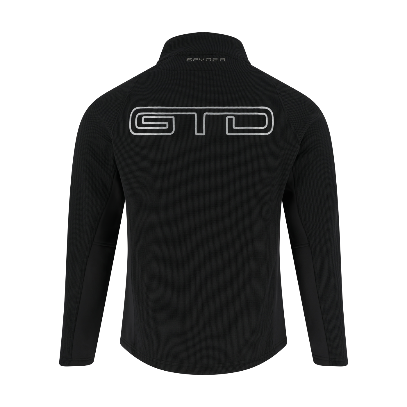 Black jacket with 'GTD' logo on the back against a white background