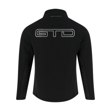 Black jacket with 'GTD' logo on the back against a white background