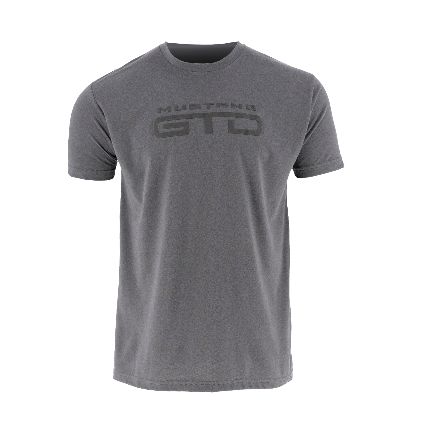 Gray t-shirt with 'Mustang GTD' logo on a white background