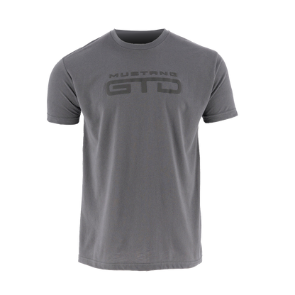Gray t-shirt with 'Mustang GTD' logo on a white background
