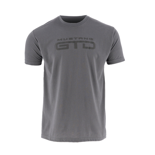 Gray t-shirt with 'Mustang GTD' logo on a white background