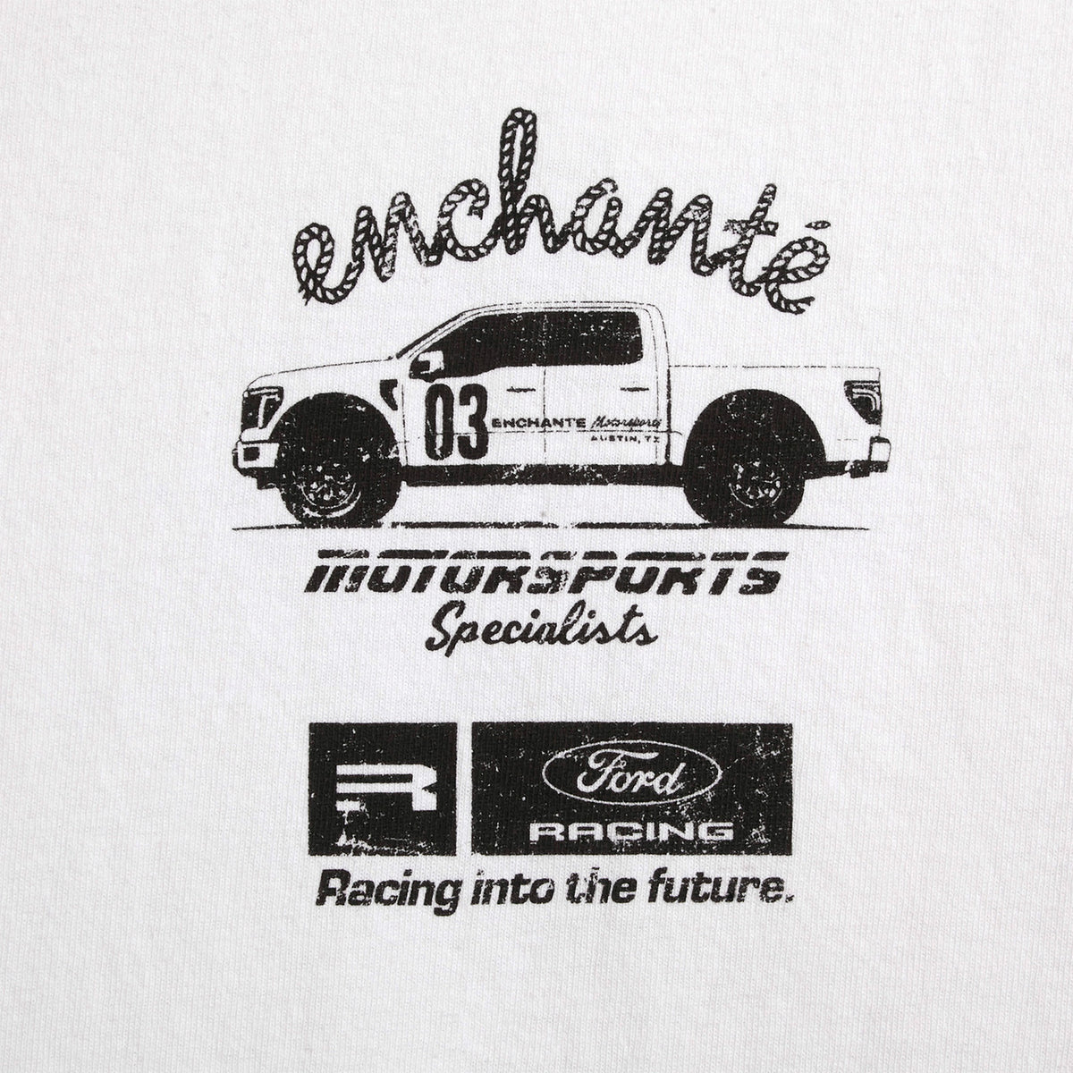 enchante motosports specialist graphic with a truck on a white background 