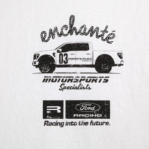 enchante motosports specialist graphic with a truck on a white background 