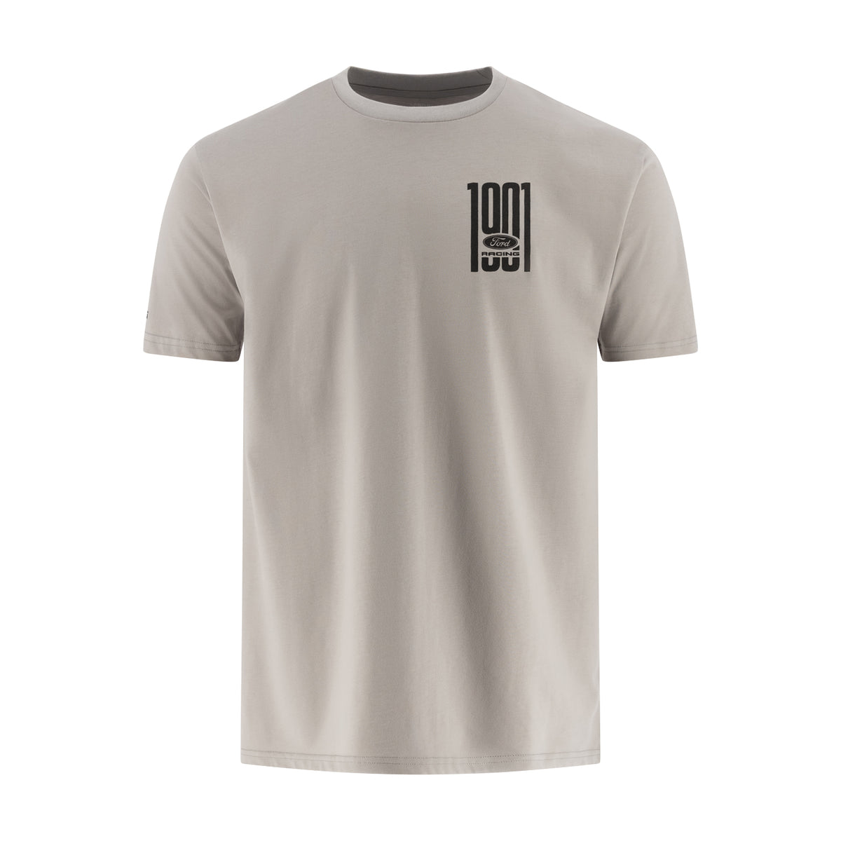 a gray men's Ford Racing t-shirt with 1901 ford racing graphic on the front left chest