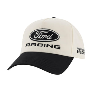 black and white Ford Racing hat on a white background