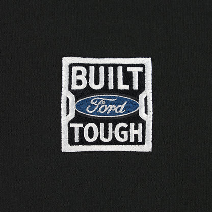 close up of a Built Ford Tough logo on a black background