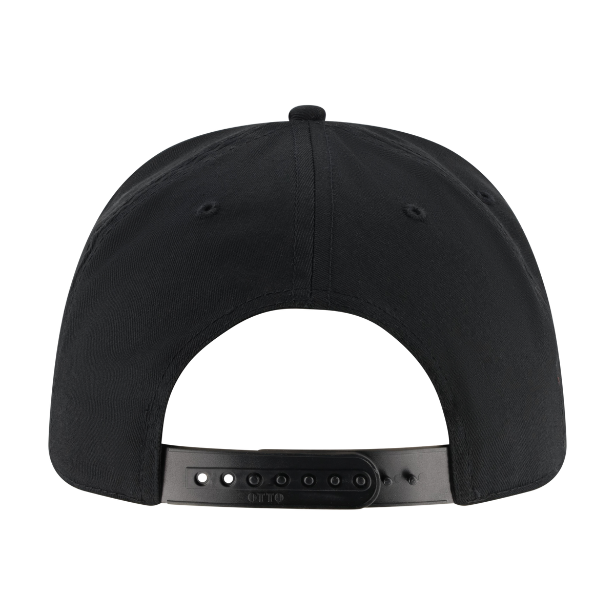 back of a black snapback hat
