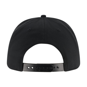 back of a black snapback hat