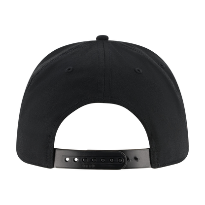 back of a black snapback hat