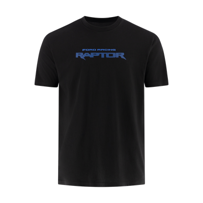 black t-shirt with blue Ford racing Raptor text