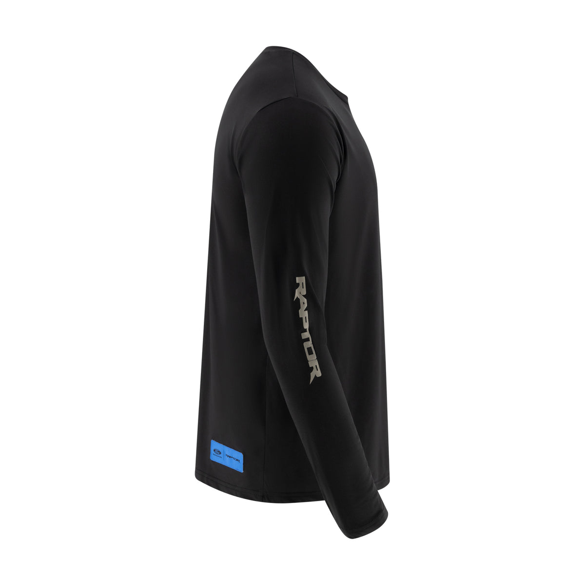 right side of a long sleeve t-shirt with the raptor logo on the sleeve