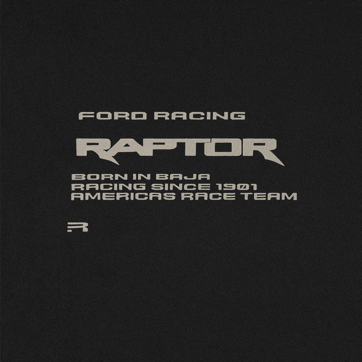 Ford Racing baja born in baja text on a black background