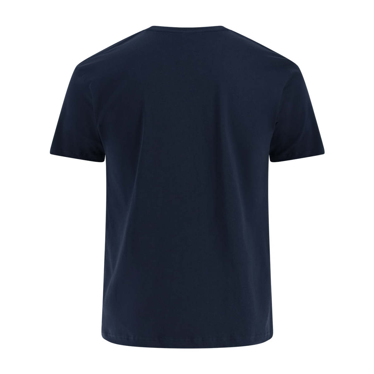 Navy blue t-shirt on a white background