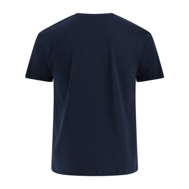 Navy blue t-shirt on a white background