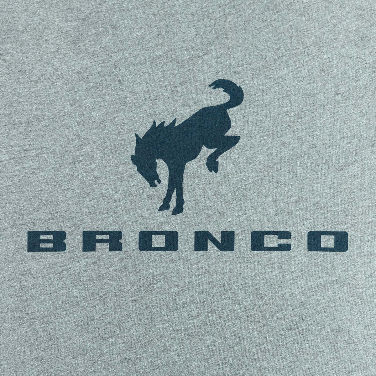 Bronco logo with a horse silhouette on a textured gray background