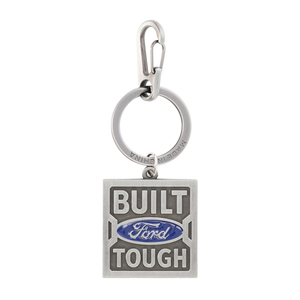 Keychain with 'Built Ford Tough' text and logo on a white background