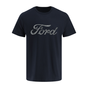 navy blue t-shirt with 'Ford' logo on a white background