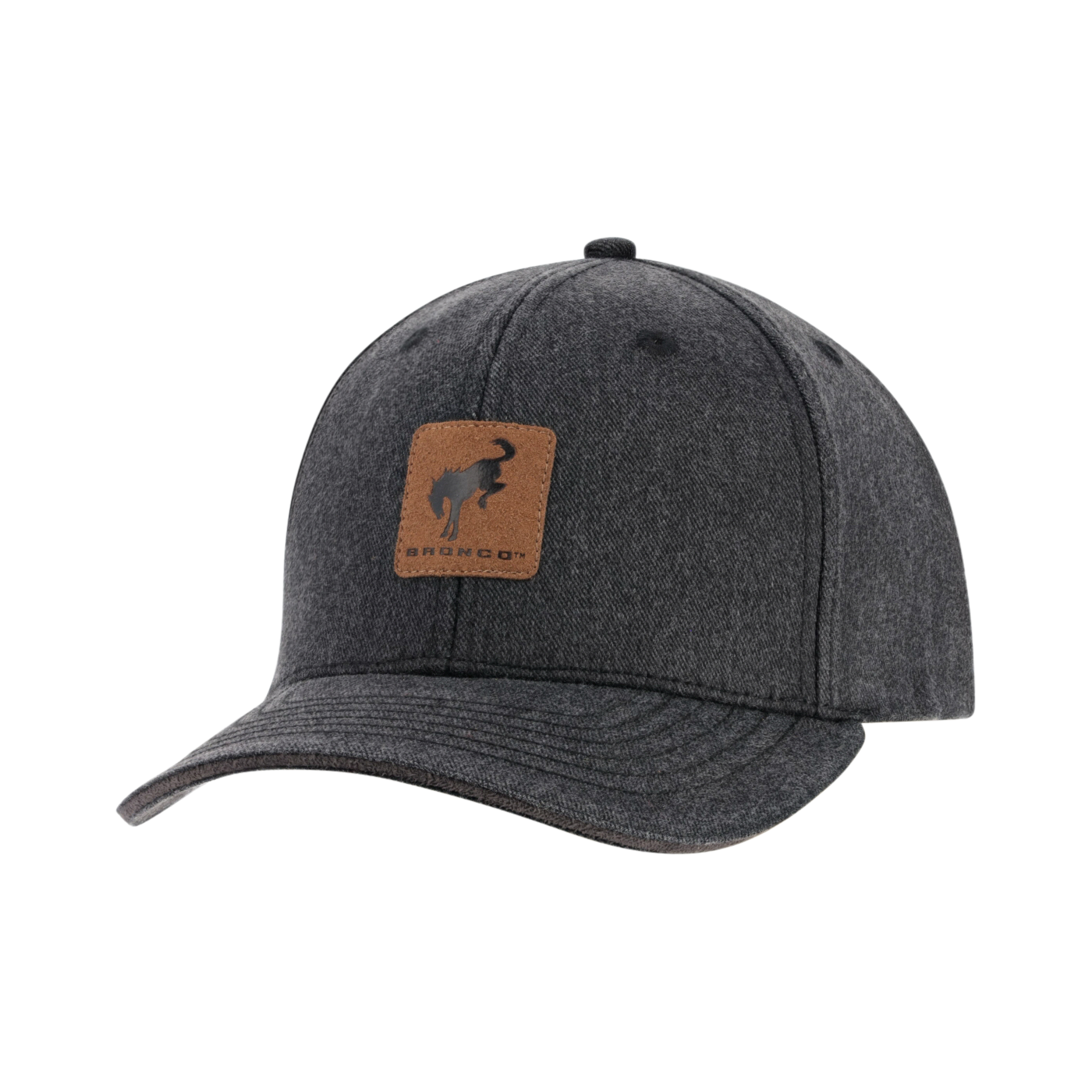 Ford Bronco Bucking Leather Patch Charcoal Slide Back Hat
