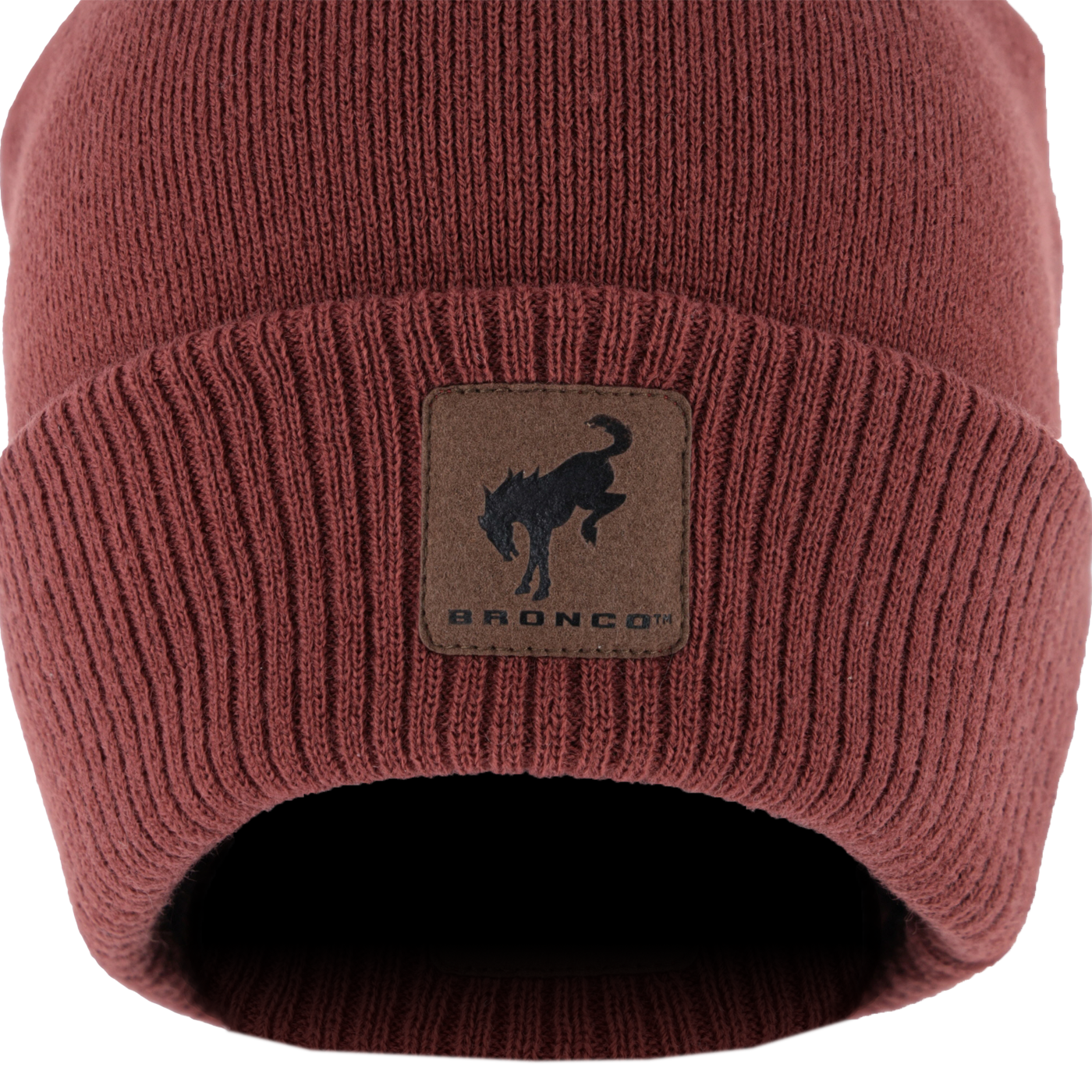 Ford Bronco Leather Patch Knit Hat - Front Logo View