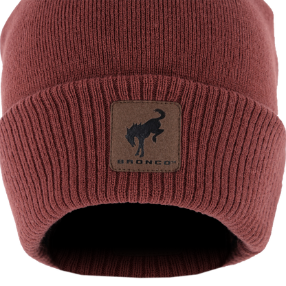 Ford Bronco Leather Patch Knit Hat - Front Logo View