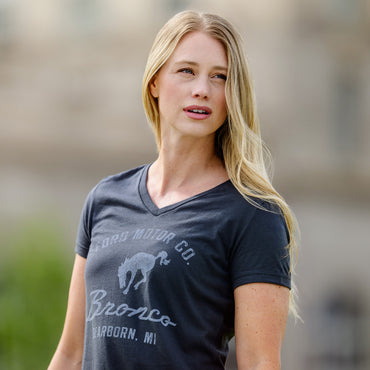 Ford Motor Co Bronco Womens Vintage V Neck T-Shirt