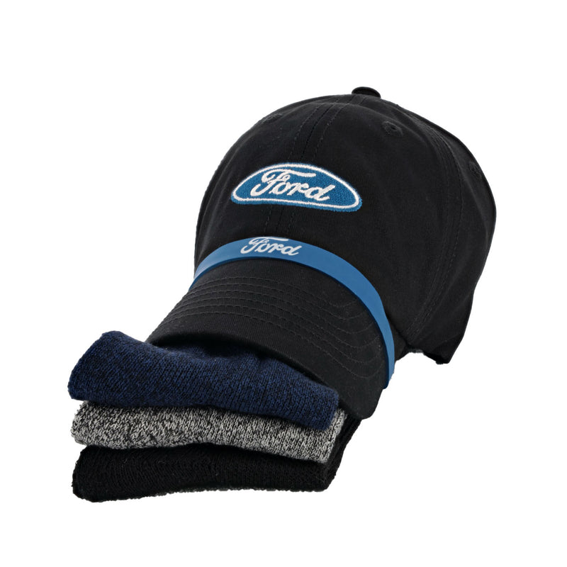 Ford Oval Slideback Hat And Sock Bundle