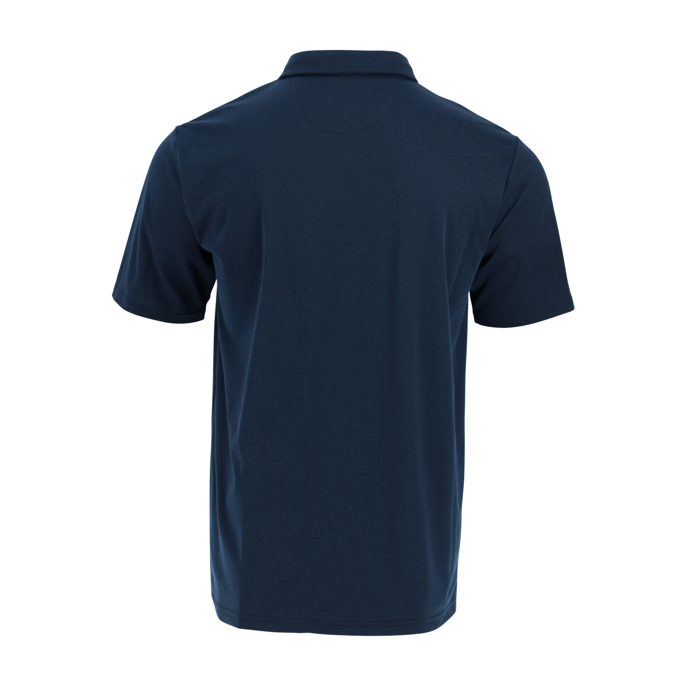 Navy blue polo shirt on a white background