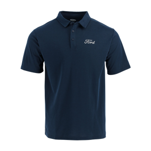 Navy blue polo shirt with Ford logo on a white background