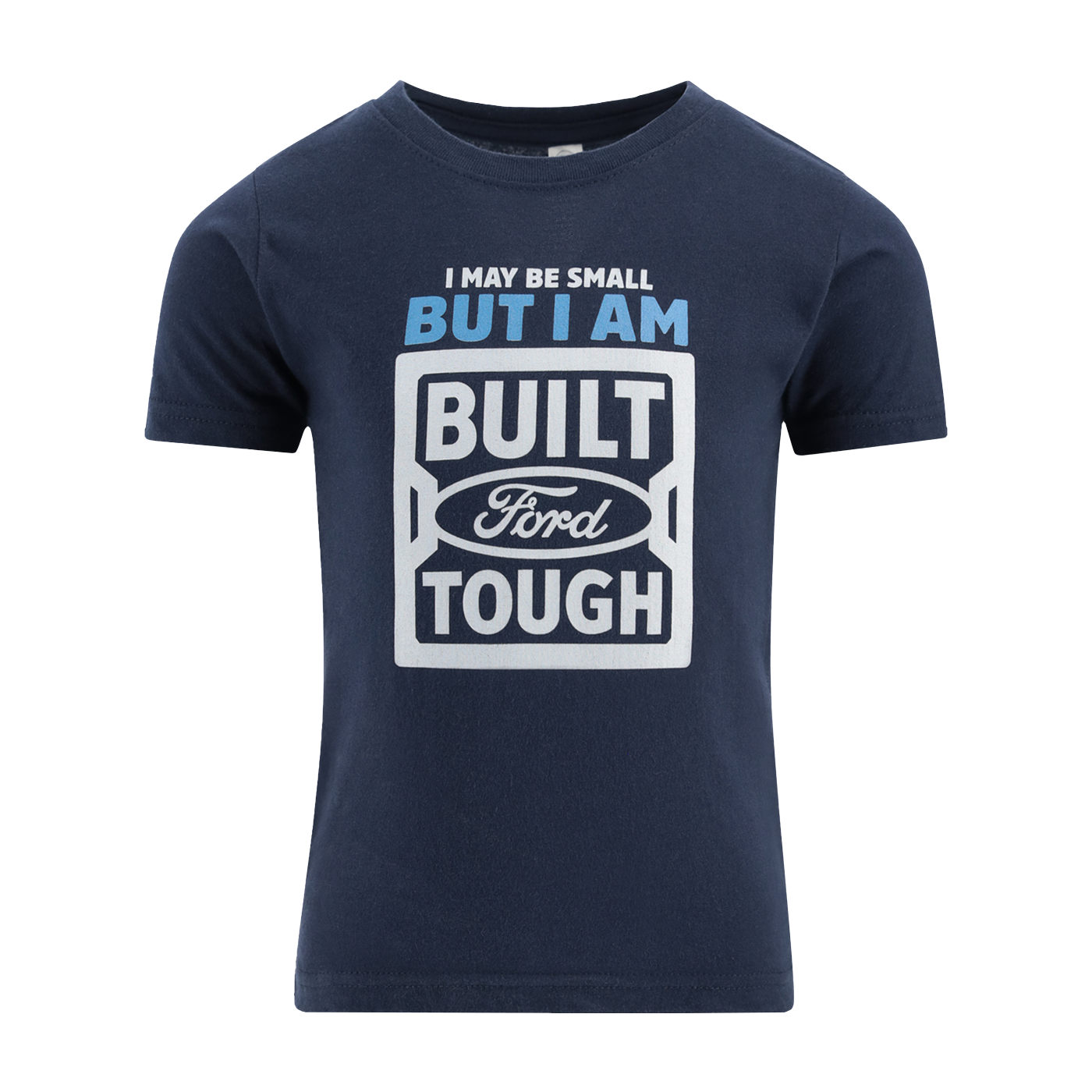 Navy blue t-shirt with Ford logo and text on a white background