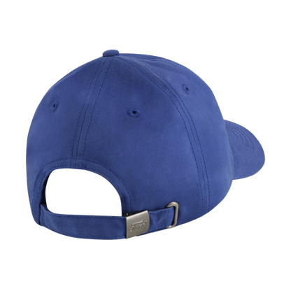 back of blue slide back hat with ford written on silver slide clasp