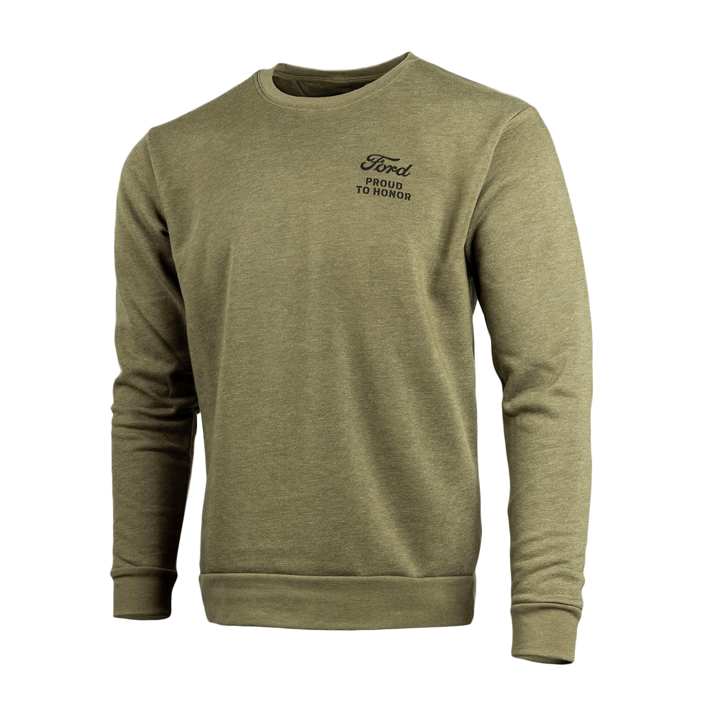 Green sweatshirt with Ford logo on a white background