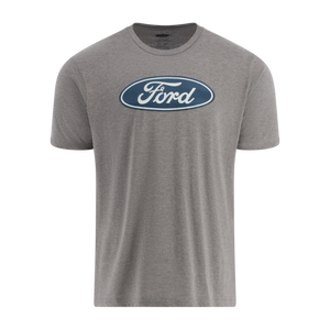 Gray t-shirt with Ford logo on a white background