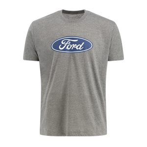 Gray t-shirt with Ford logo on a white background