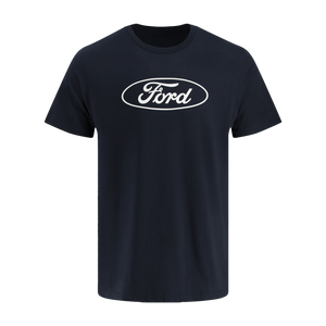 Black t-shirt with Ford logo on a white background